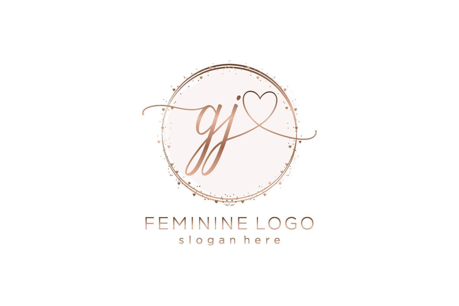 eerste gj handschrift logo met cirkel sjabloon vector logo van eerste bruiloft, mode, bloemen en botanisch met creatief sjabloon.