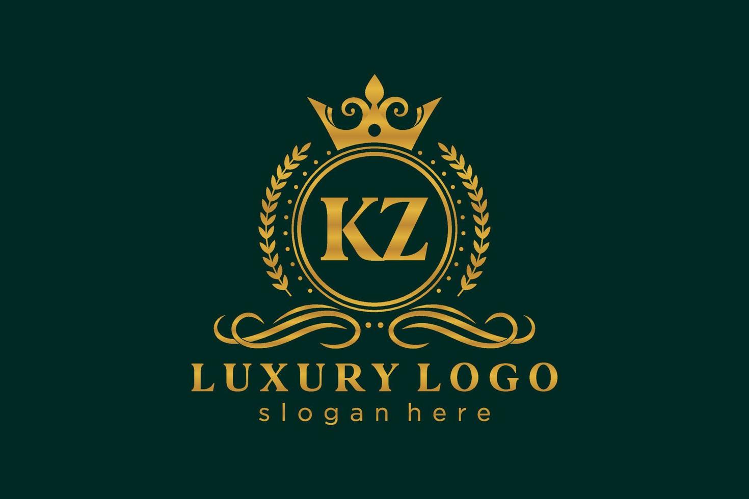 eerste kzo brief Koninklijk luxe logo sjabloon in vector kunst voor restaurant, royalty, boetiek, cafe, hotel, heraldisch, sieraden, mode en andere vector illustratie.