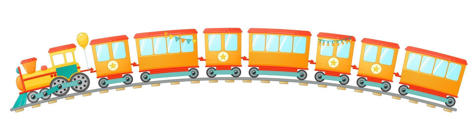 kinderen trein speelgoed- in tekenfilm stijl. vector illustratie geïsoleerd Aan wit achtergrond.