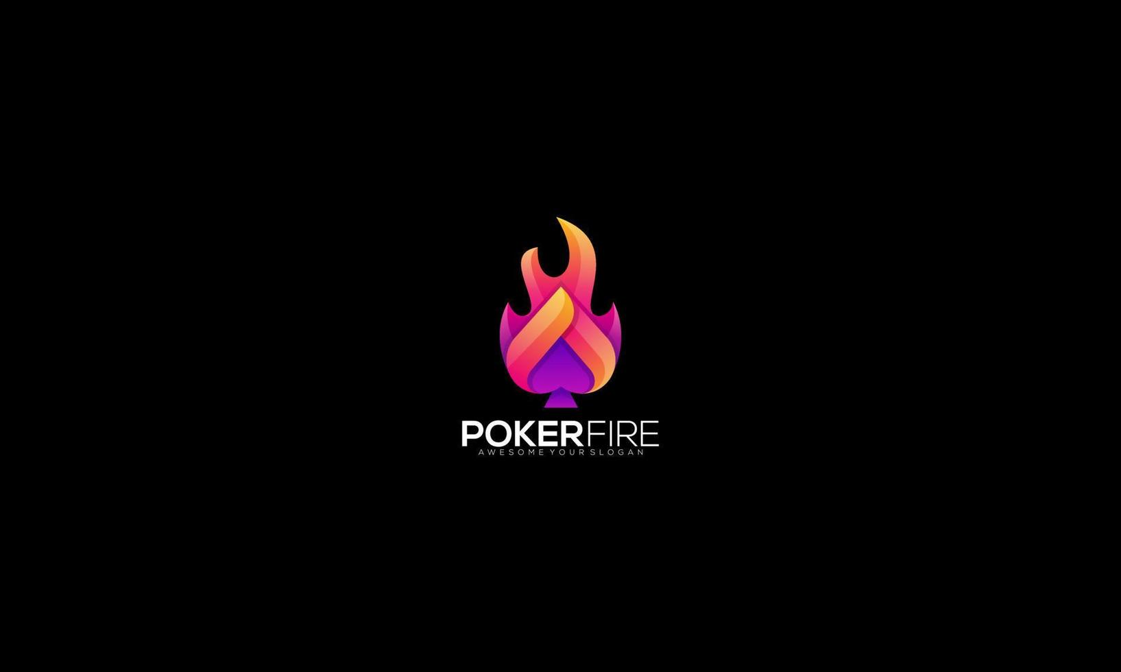 poker vector logo illustratie spade vlam helling kunst stijl.