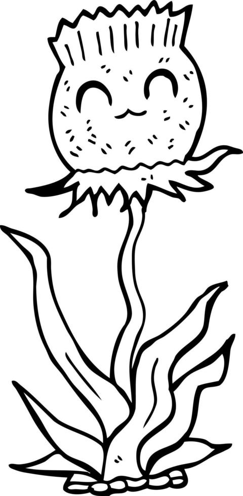 lijntekening cartoon bloem vector