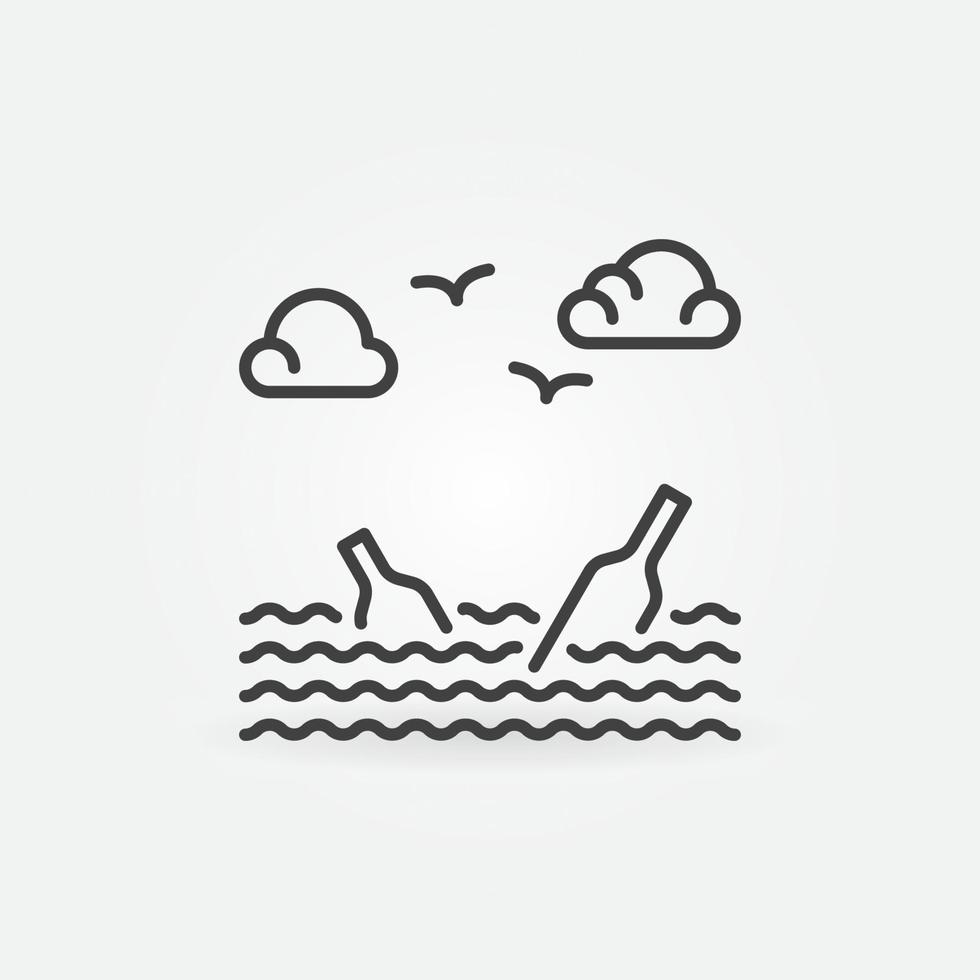 oceaan water verontreiniging vector concept icoon in dun lijn stijl