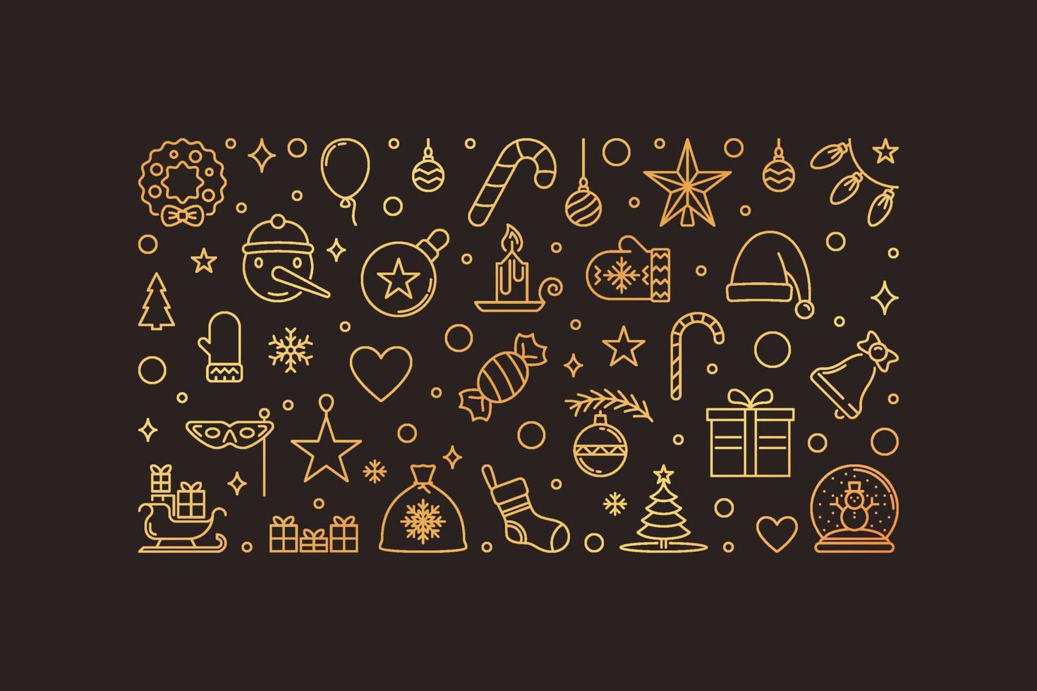 Kerstmis of nieuw jaar banier modern schets gouden ontwerp vector