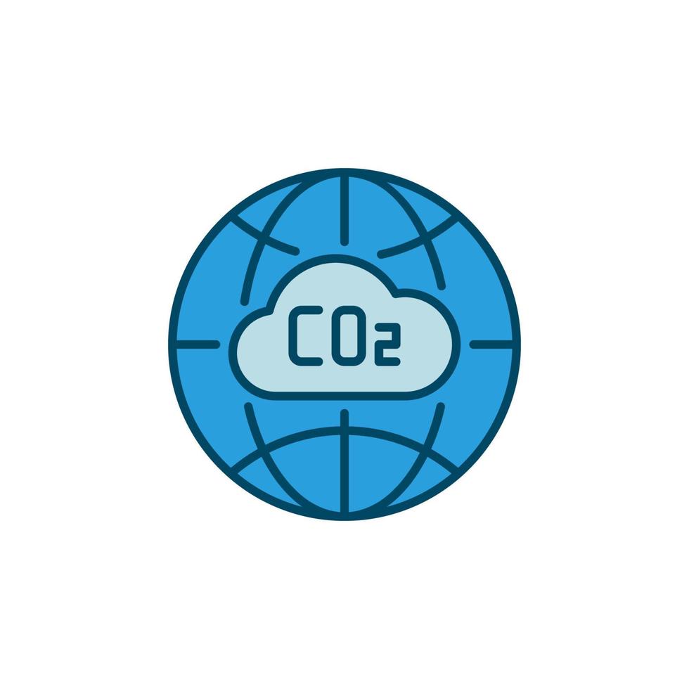 co2 aarde wereldbol vector koolstof dioxide concept gekleurde icoon