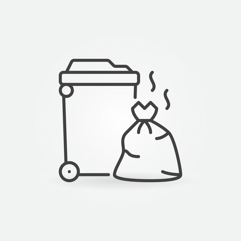 uitschot kan en vuilnis zak schets vector concept icoon
