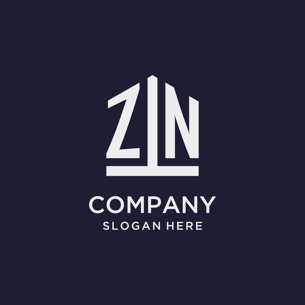 zn eerste monogram logo ontwerp met Pentagon vorm stijl vector