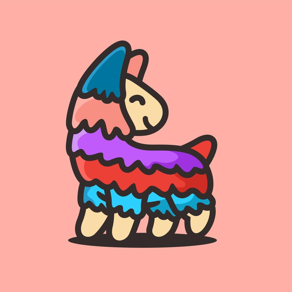 pinata lama tekenfilm mascotte karakter vector illustratie, vlak ontwerp stijl