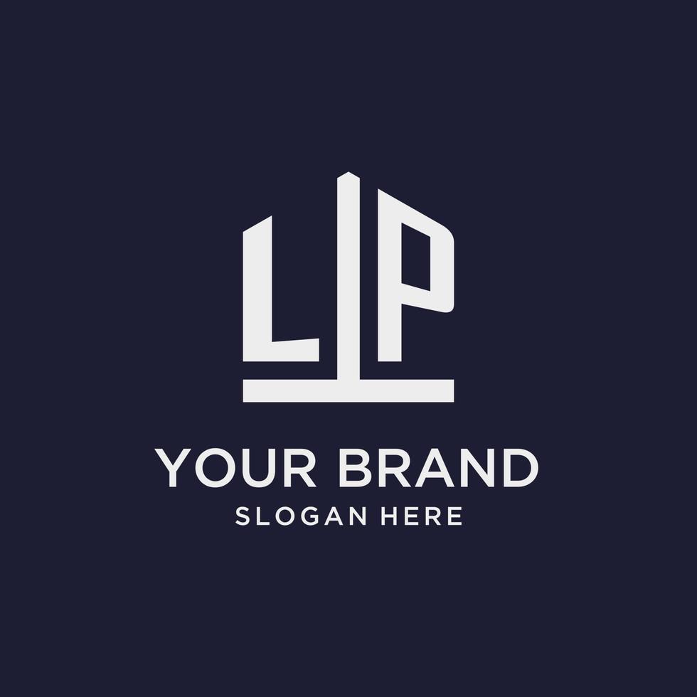 lp eerste monogram logo ontwerp met Pentagon vorm stijl vector