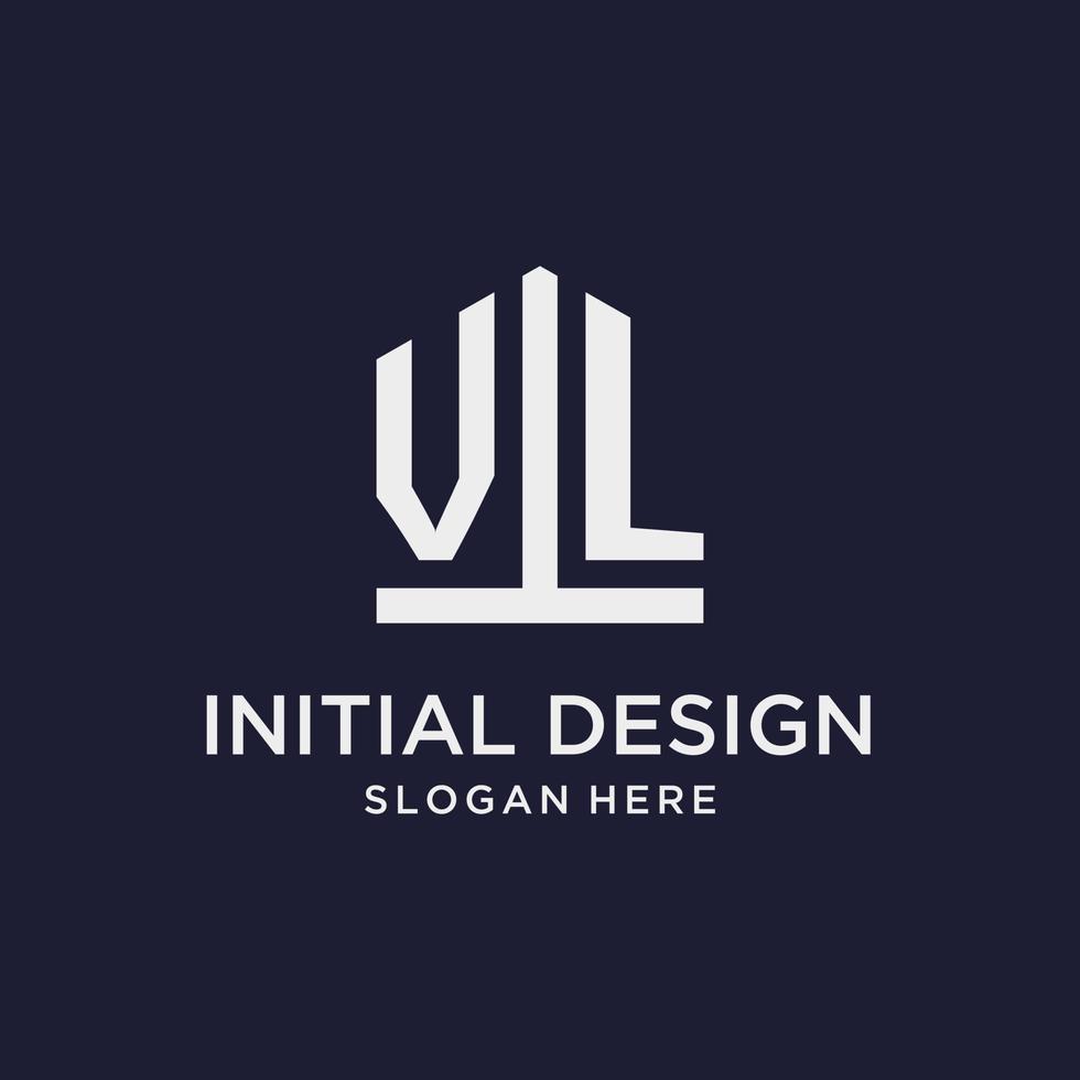 vl eerste monogram logo ontwerp met Pentagon vorm stijl vector