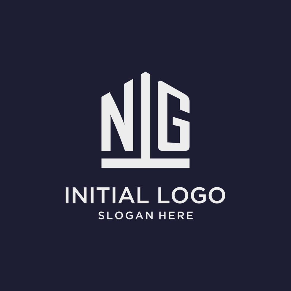 ng eerste monogram logo ontwerp met Pentagon vorm stijl vector