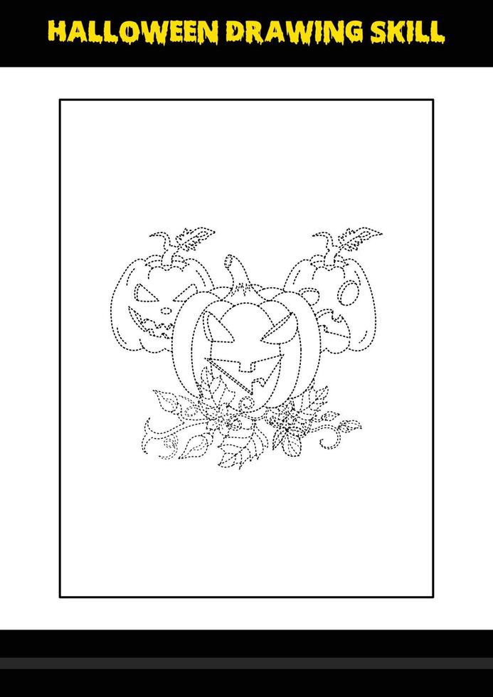 halloween tekening vaardigheid voor kinderen. halloween tekening vaardigheid kleur bladzijde voor kinderen. vector