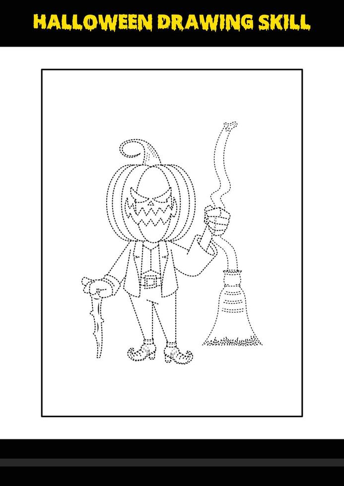 halloween tekening vaardigheid voor kinderen. halloween tekening vaardigheid kleur bladzijde voor kinderen. vector