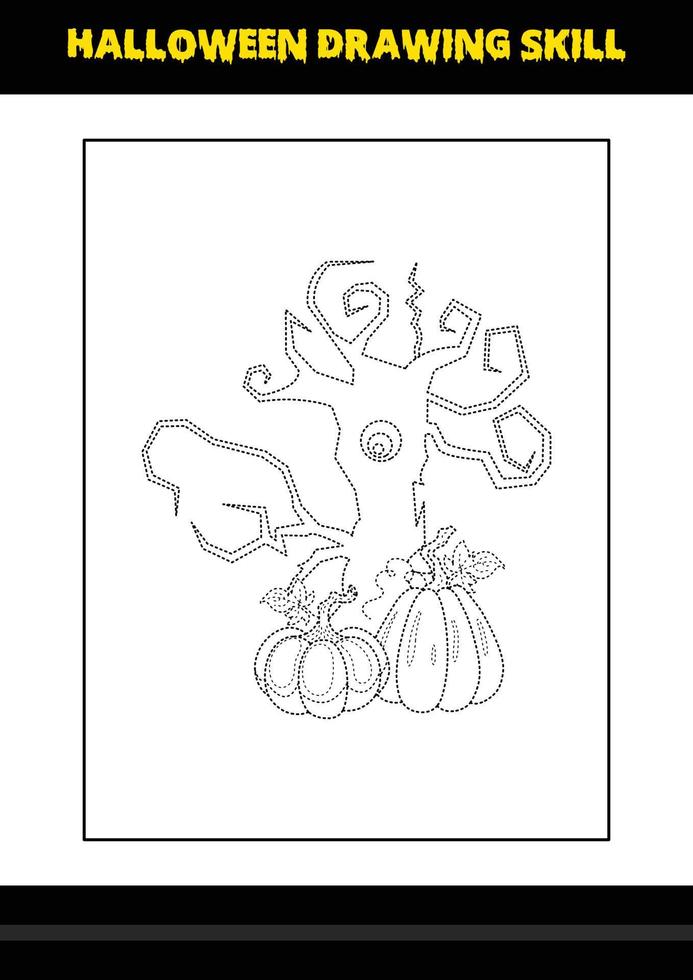 halloween tekening vaardigheid voor kinderen. halloween tekening vaardigheid kleur bladzijde voor kinderen. vector