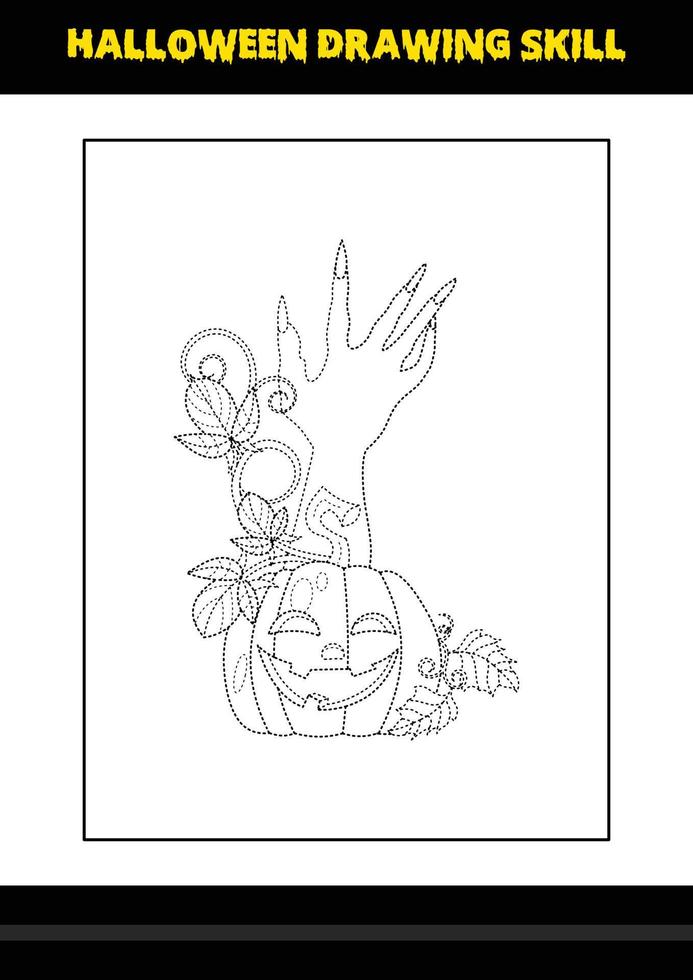 halloween tekening vaardigheid voor kinderen. halloween tekening vaardigheid kleur bladzijde voor kinderen. vector