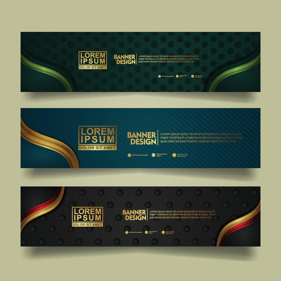 set banner sjabloonontwerp met luxe en elegante lijnen vorm ornament effect op textuur patroon achtergrond vector