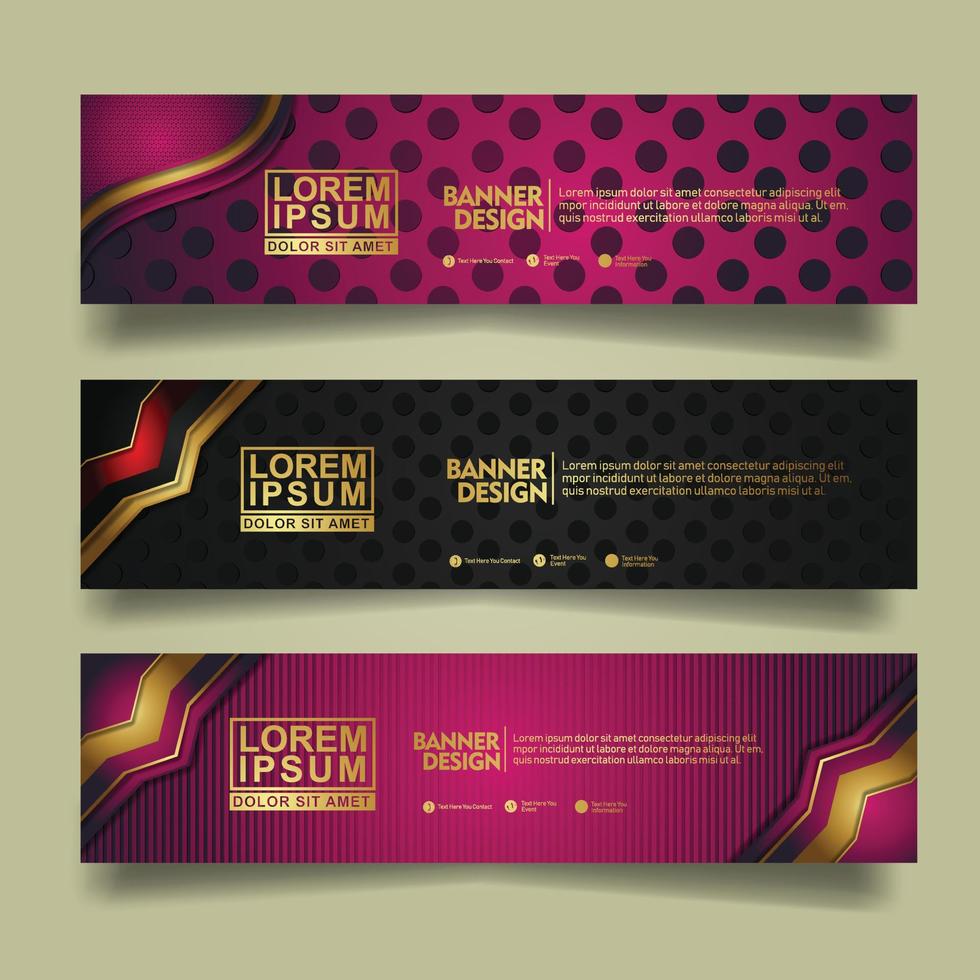 set banner sjabloonontwerp met luxe en elegante lijnen vorm ornament effect op textuur patroon achtergrond vector