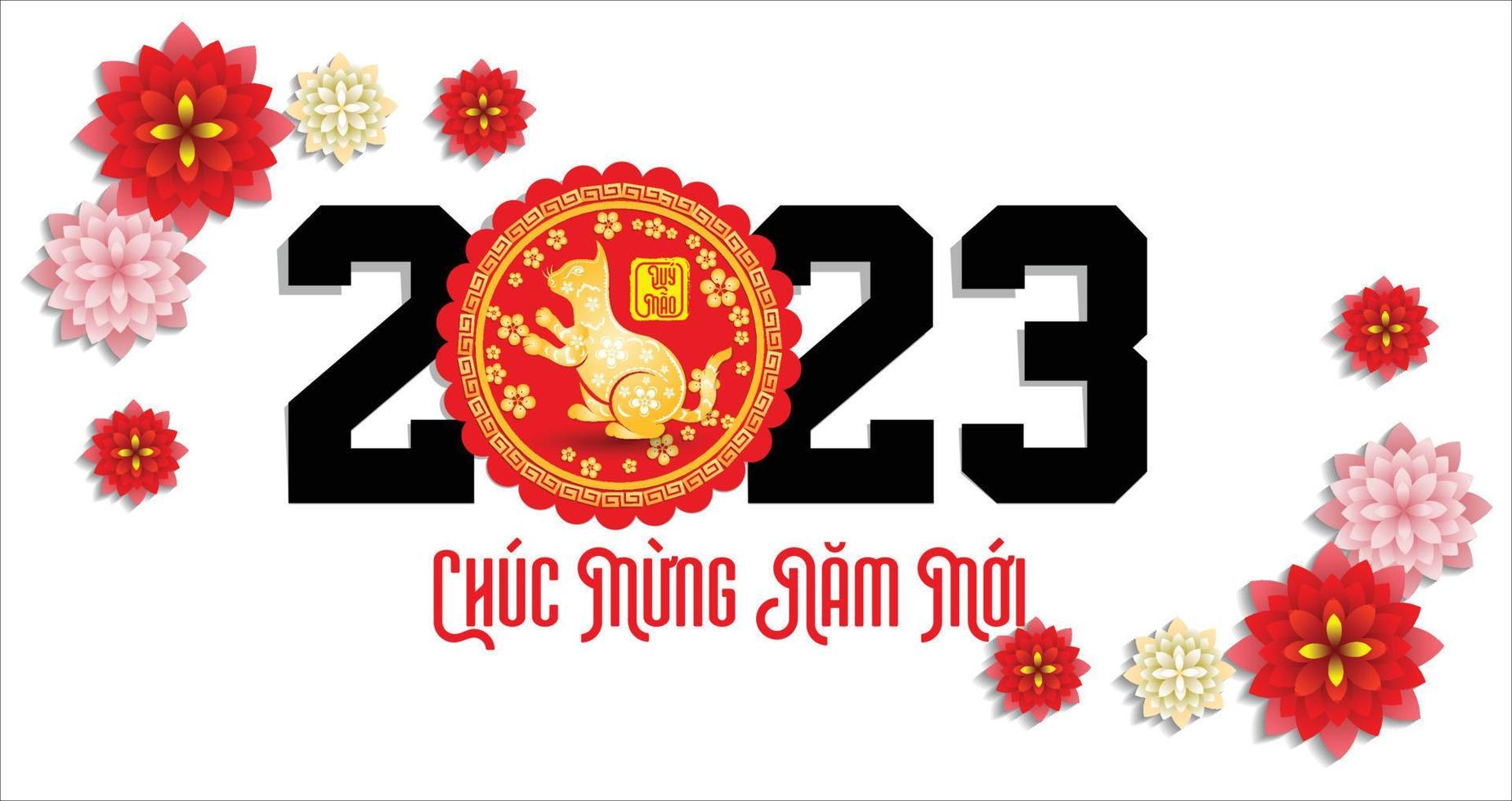 gelukkig maan- nieuw jaar 2023, Vietnamees nieuw jaar, jaar van de kat. vector