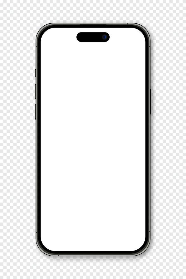 realistisch model- smartphone. smartphone model. apparaat voorkant visie. 3d mobiel telefoon met schaduw. vector illustratie