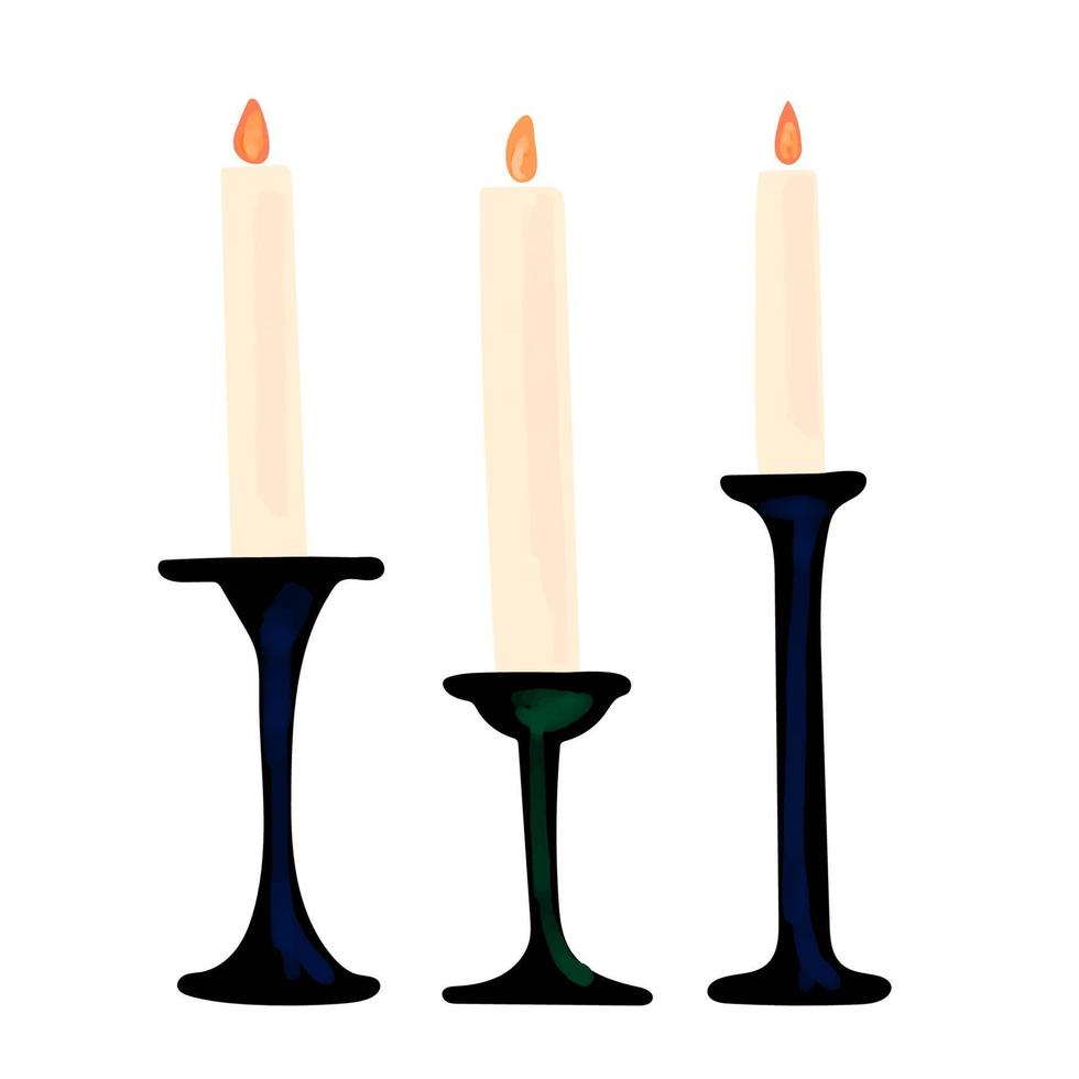 illustratie van een kaarsen in een kandelaar Aan een wit achtergrond vector