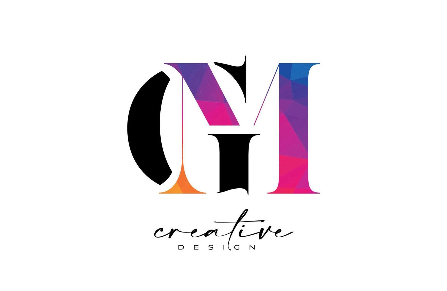 gm brief ontwerp met creatief besnoeiing en kleurrijk regenboog structuur vector