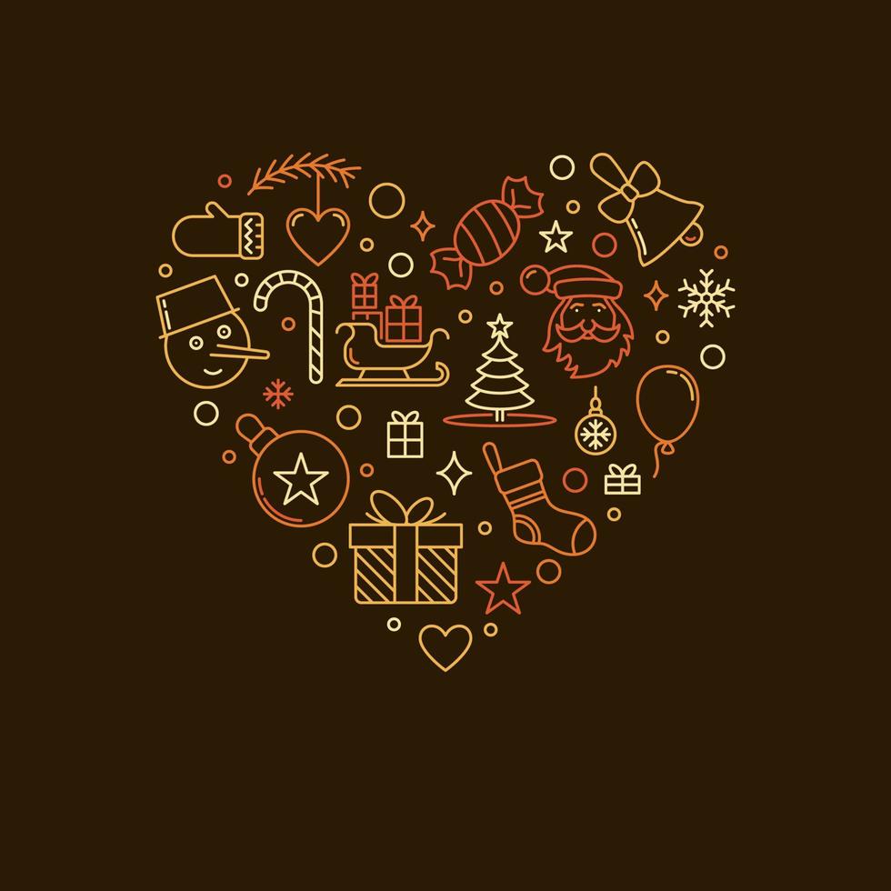 gelukkig nieuw jaar hartvormig schets vector creatief banier