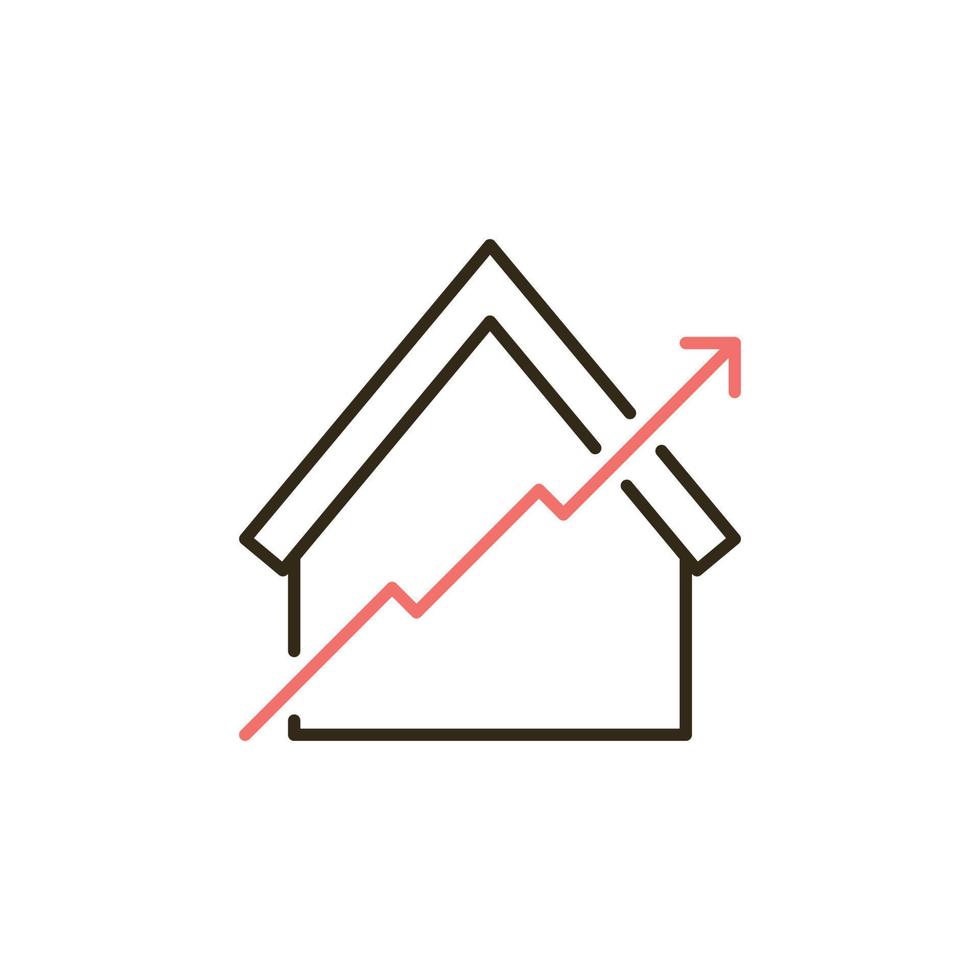 stijgen in eigendom prijzen gekleurde icoon - vector modern teken