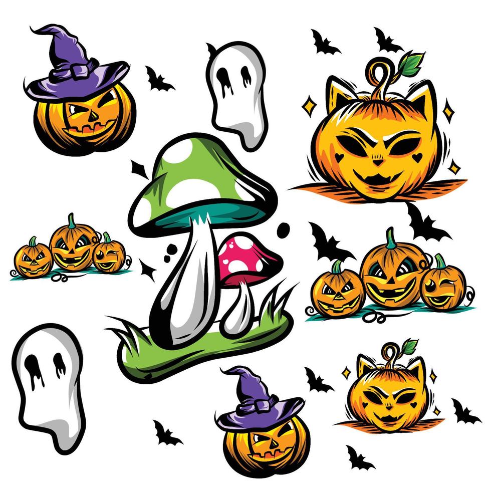 gelukkig helloween Aan halloween vector tekening element .hallowen illustratie vector ontwerp. halloween krabbels. halloween karakter illustratie.