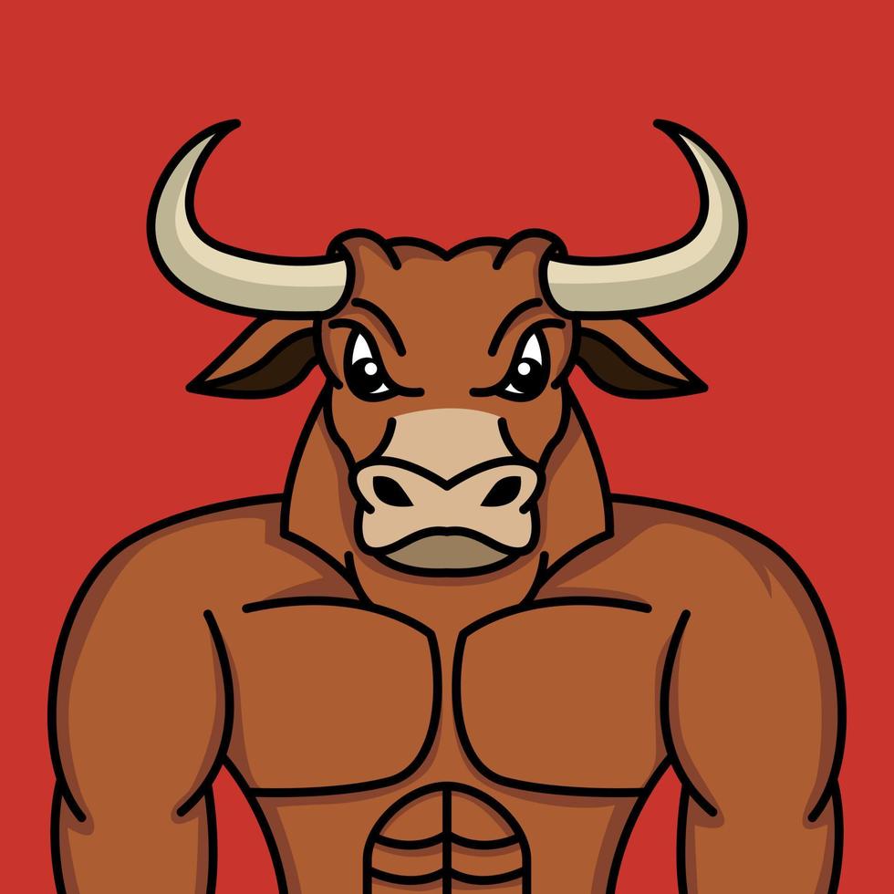 vector illustratie van een schattig en woest stier