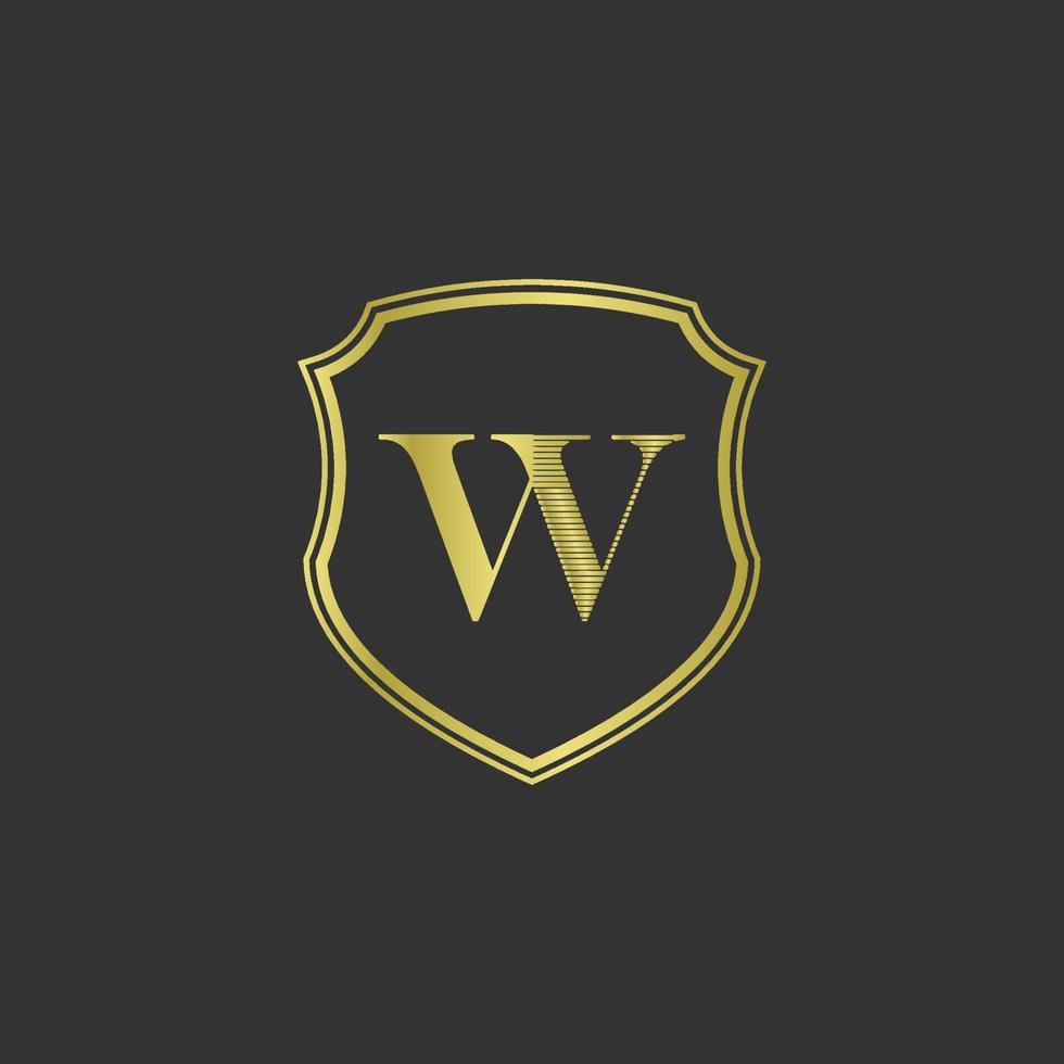 initialen w elegant goud logo vector