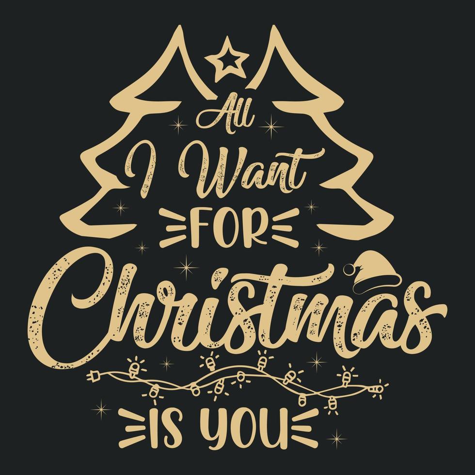 allemaal ik willen voor Kerstmis is u - Kerstmis boom, ornament, typografie vector - Kerstmis t overhemd ontwerp