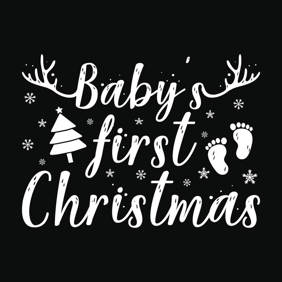 baby's eerste Kerstmis - Kerstmis citaat typografisch t overhemd ontwerp vector