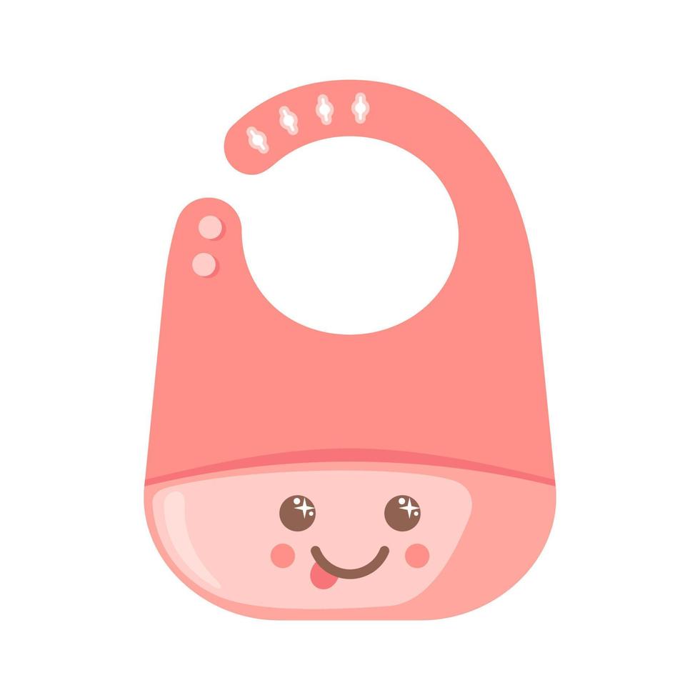 siliconen of plastic kawaii baby slabbetje met een zak- icoon in vlak stijl geïsoleerd Aan wit achtergrond. vector illustratie.