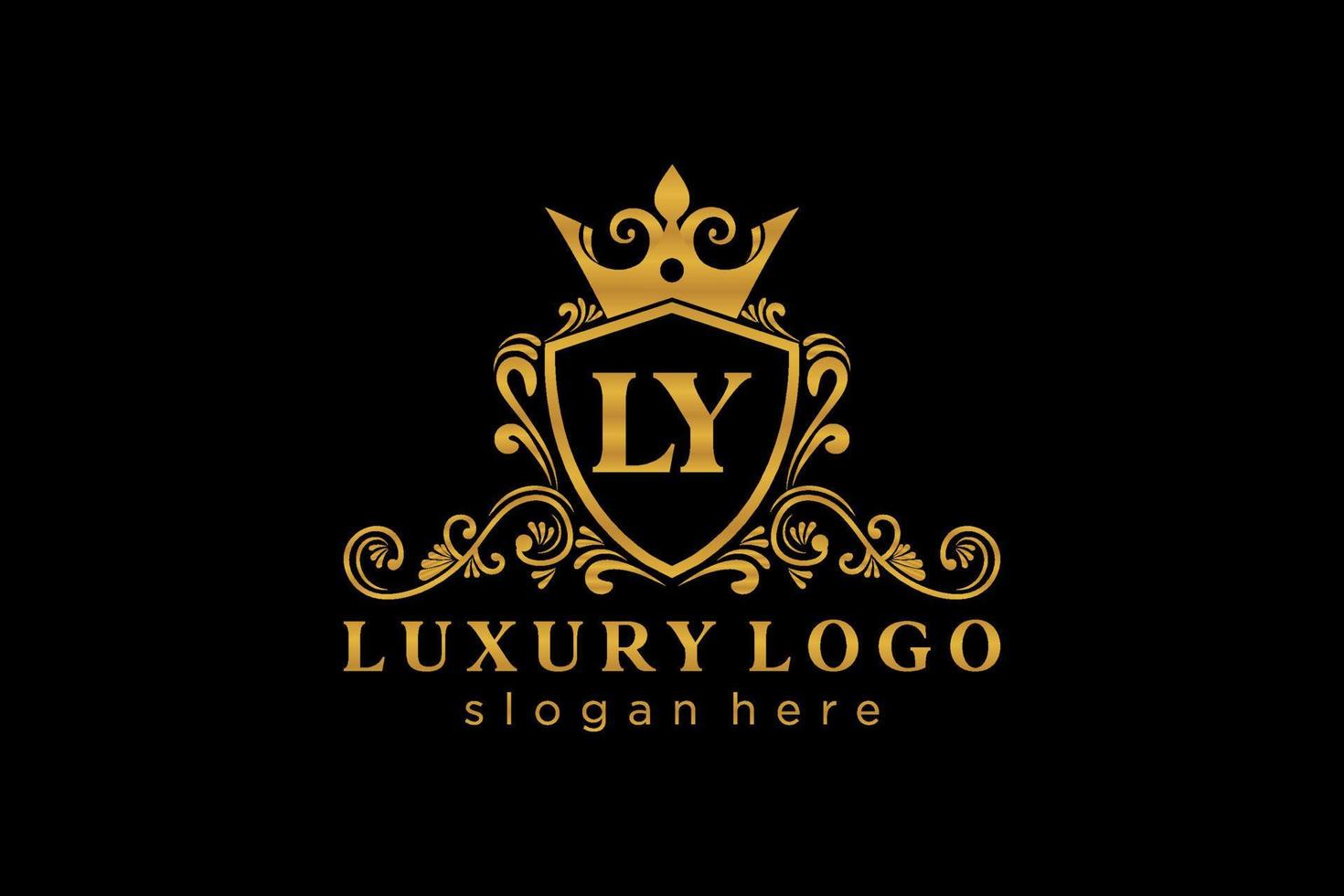 eerste ly brief Koninklijk luxe logo sjabloon in vector kunst voor restaurant, royalty, boetiek, cafe, hotel, heraldisch, sieraden, mode en andere vector illustratie.