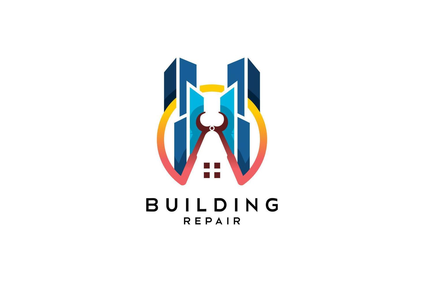 gebouw reparatie of onderhoud symbool logo ontwerp vector