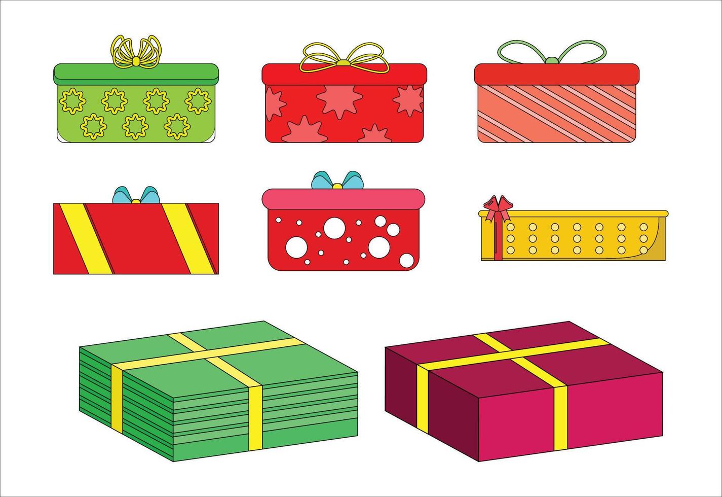 verzameling van geschenk doos met schattig decoratie vector