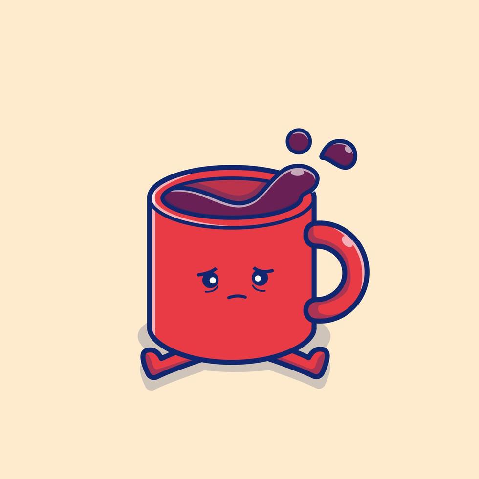 schattig moe koffie tekenfilm vector icoon illustratie. drinken icoon concept geïsoleerd premie vector. vlak tekenfilm stijl