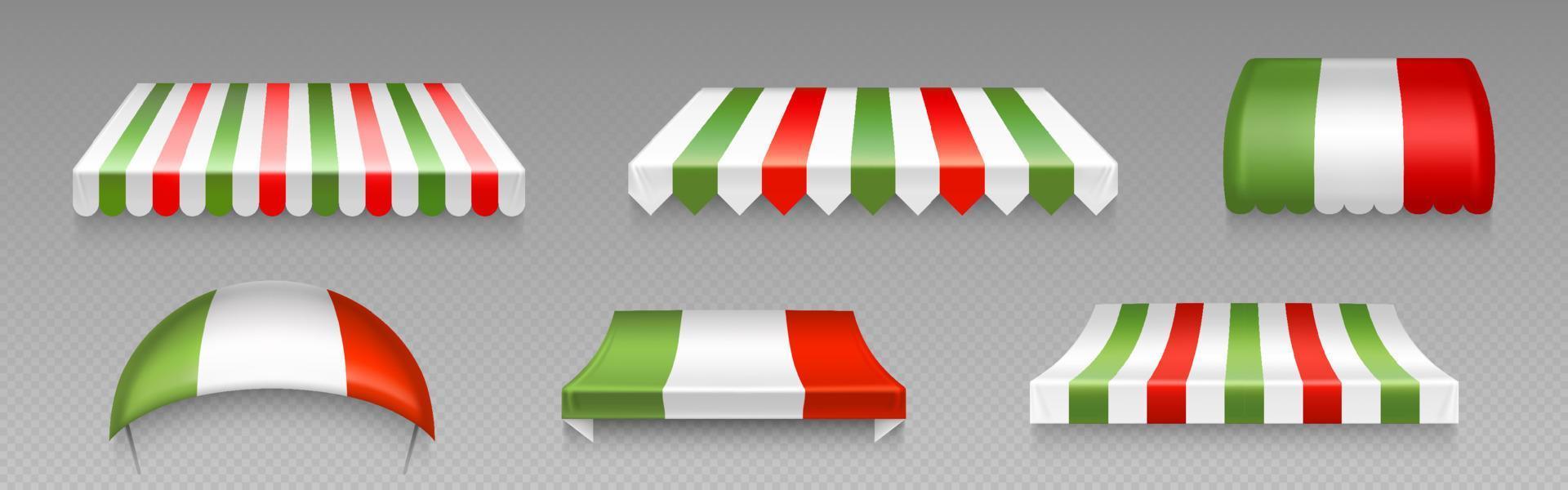 luifels, Italiaans winkel tenten, overkapping, overhangen reeks vector