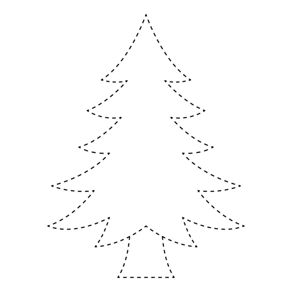 Kerstmis boom traceren werkblad voor kinderen vector