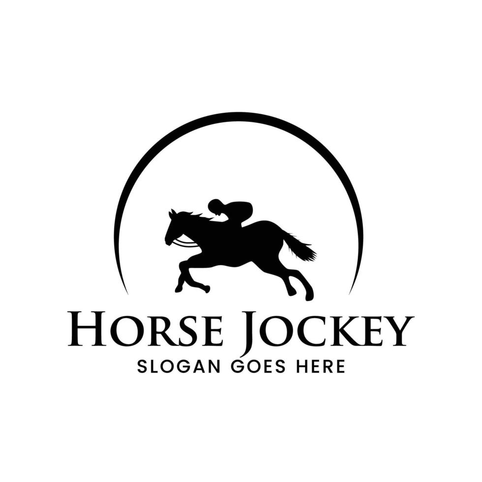 creatief paard jockey silhouet logo ontwerp vector