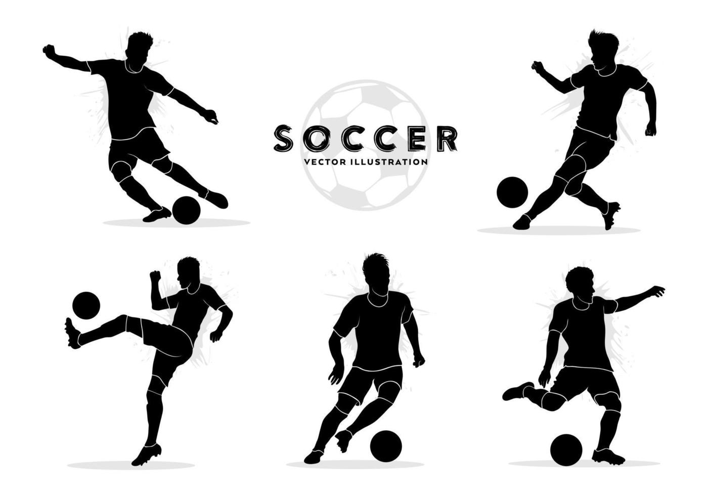 professioneel voetbal speler silhouet reeks geïsoleerd Aan wit achtergrond vector