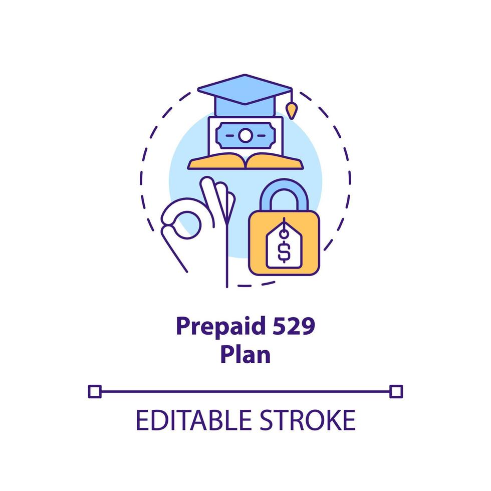 vooruitbetaald federaal plan concept icoon. account type voor college spaargeld abstract idee dun lijn illustratie. geïsoleerd schets tekening. bewerkbare hartinfarct. vector