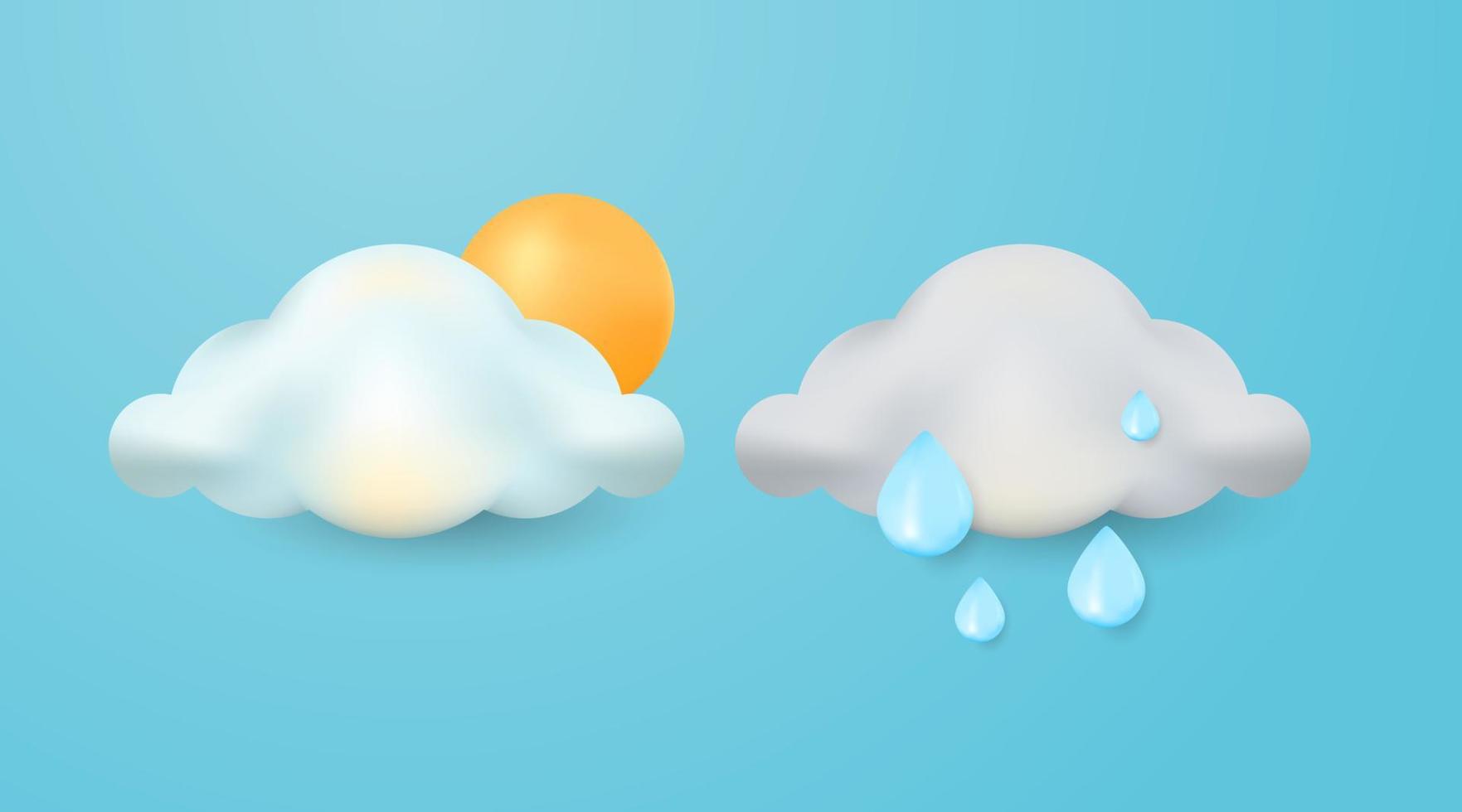 3d realistisch bewolkt en zonnig wolk geïsoleerd Aan blauw achtergrond vector