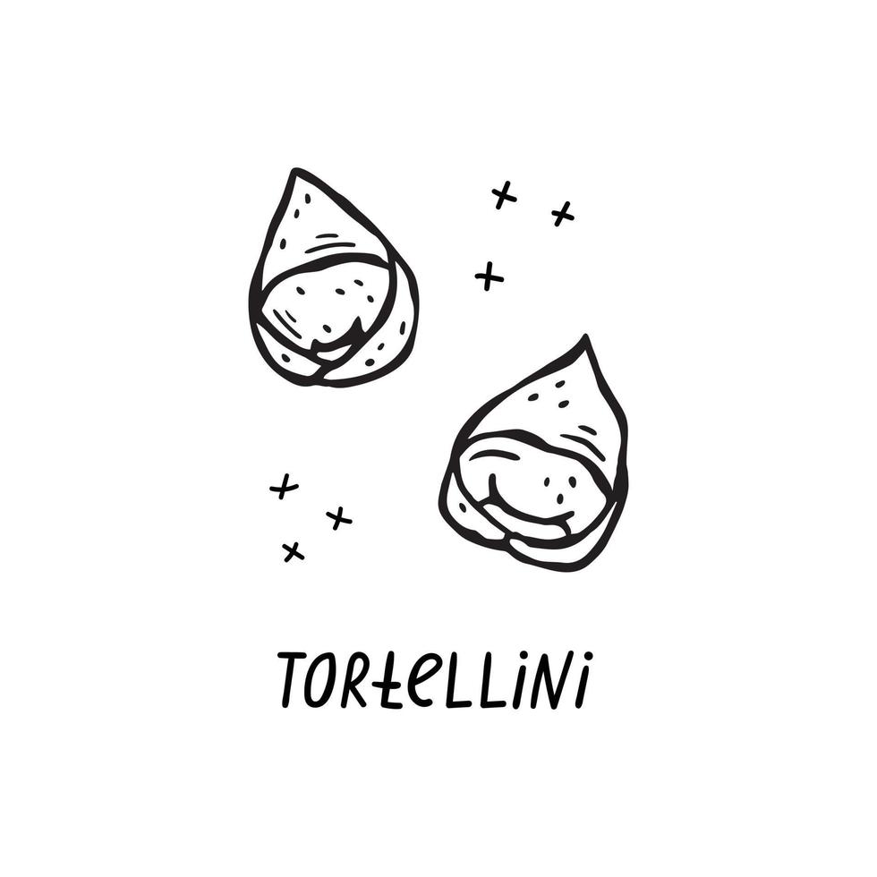 vector hand getekend illustratie van Italiaans keuken. tortellini.