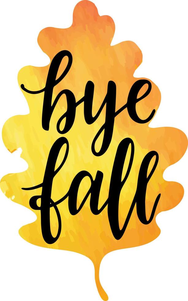 doei val. hand- belettering inspiratie, motiverende en inspirerend positief citaat, kalligrafie. herfst blad waterverf schetsen vector