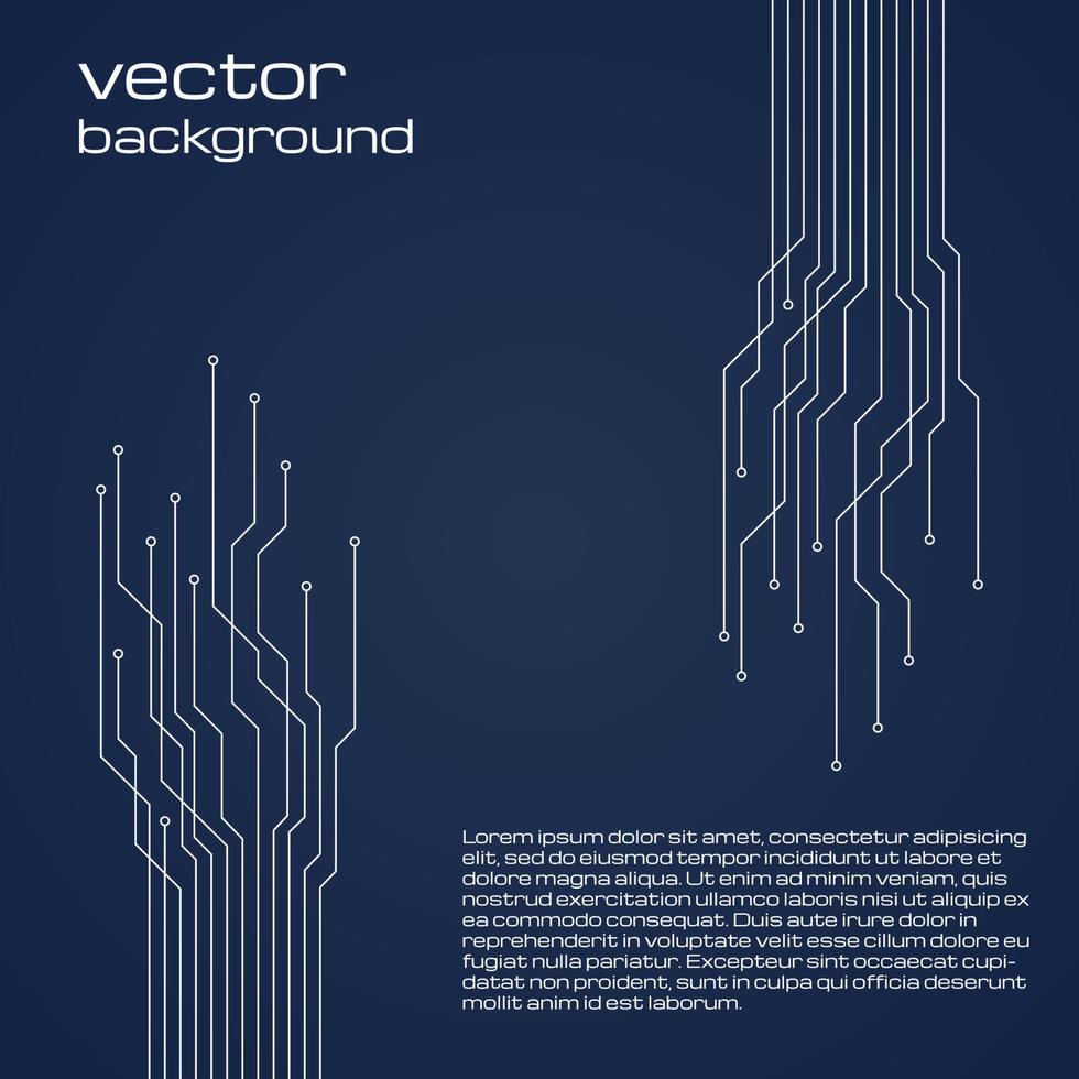 abstract technologisch donker blauw achtergrond met elementen van de microchip. stroomkring bord achtergrond textuur. vector illustratie.