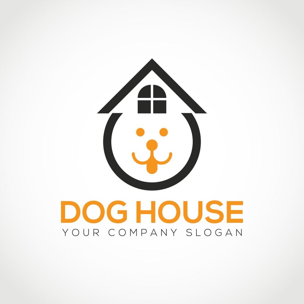 hond huis logo. schattig hond huis logo. huisdier winkel logo vector illustratie. huisdier hotel logo ontwerp sjabloon. huisdier zorg en dier logo ontwerp.