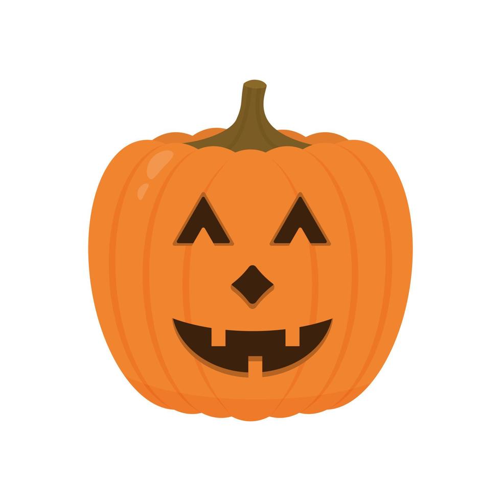 lachend halloween pompoen icoon geïsoleerd Aan wit. schattig tekenfilm jack-o'-lantern. halloween partij decoraties. gemakkelijk naar Bewerk vector sjabloon.