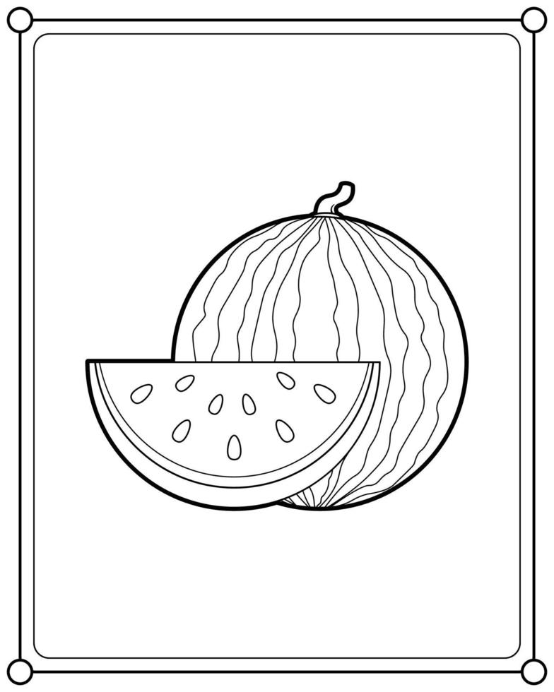 verse watermeloen geschikt voor kinder kleurplaten pagina vectorillustratie vector