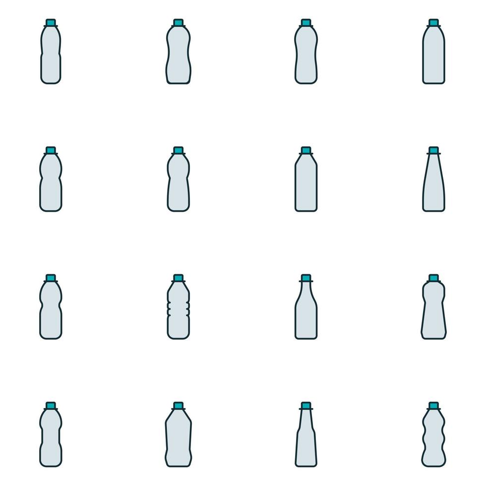 plastic fles gevulde lijn icoon reeks vector