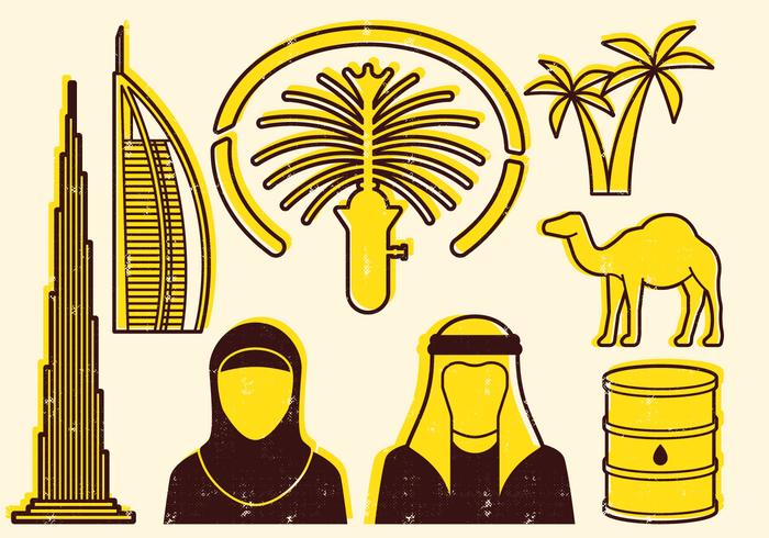 Lijn Icons van Verenigde Arabische Emiraten vector